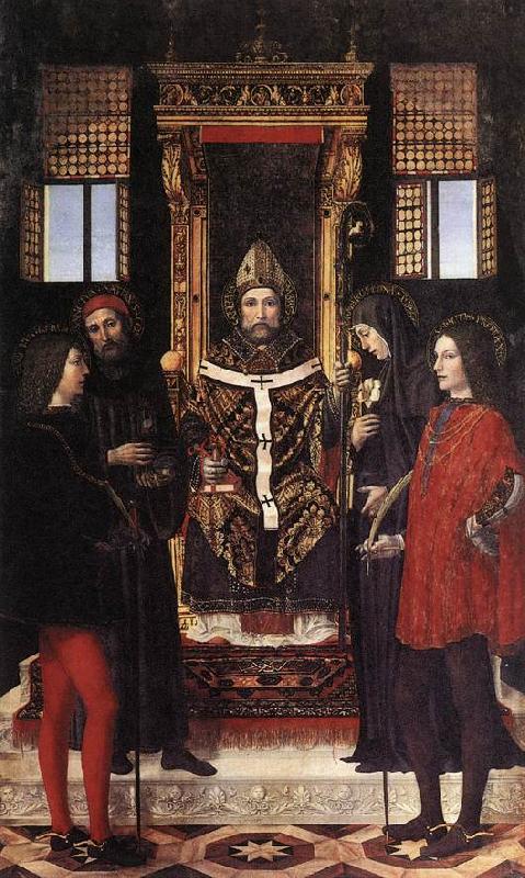 BORGOGNONE, Ambrogio St Ambrose with Saints fdghf Sweden oil painting art
